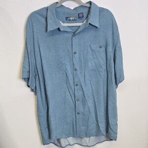Campia Floral Button Down Shirt, Blue, Mens‎ Size XL